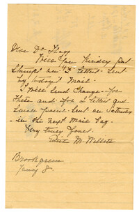 Letter from M. Willet to Dr. Joshua W. Flagg.