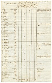 List of Slaves On the Plantation