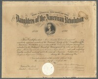 Daughters of the American Revolution Membership Certificate, 1897