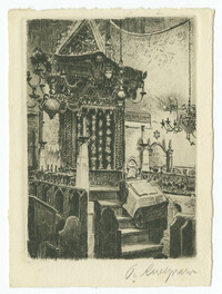 Praha, Staronová synagoga. Vnitřní pohled (Oltář) / Prag, Altneu-Synagoge. Innenansicht (Altar)