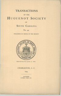 Transactions of the Huguenot Society of South Carolina, no. 49