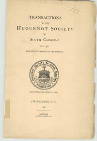 Transactions of the Huguenot Society of South Carolina, no. 50