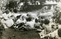 Story hour in garden, Main Library