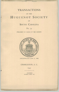 Transactions of the Huguenot Society of South Carolina No.54