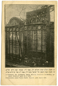 Grabstein des berühmten Rabbi Moses Isserls in Krakau, genannt 