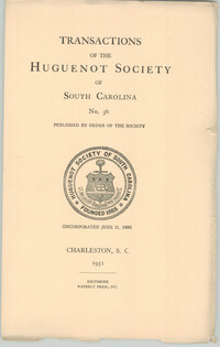 Transactions of the Huguenot Society of South Carolina No. 56