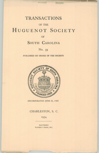 Transactions of the Huguenot Society of South Carolina, no. 59, 1954