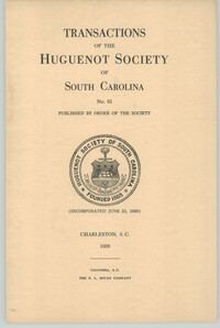 Transactions of the Huguenot Society of South Carolina No. 61