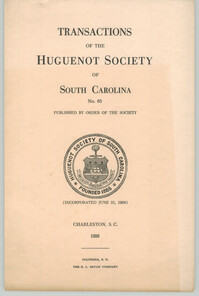 Transactions of the Huguenot Society of South Carolina, no. 63