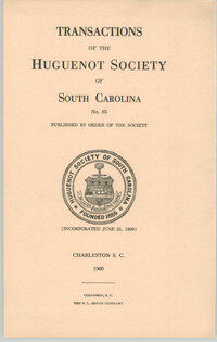 Transactions of the Huguenot Society of South Carolina No. 65