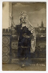 Postcard of Mary Pearlstine in Traditional Spanish Dress