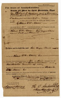 Bill of Sale for Two Enslaved Persons from the estate of Davison McDowell to Robert F.W. Allston, 1843