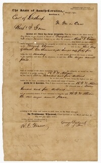 Sheriff's Bill of Sale for the Enslaved Man Isaac to Robert F.W. Allston, 1845