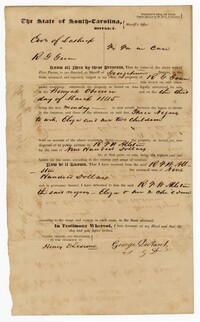 Sheriff's Bill of Sale for the Enslaved Woman Eliza and Her Children to Robert F.W. Allston, 1845