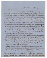 Letter to Robert F.W. Allston from Joseph Blyth Allston, 1854