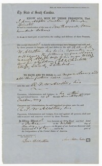 Bill of Sale for the Enslaved Woman Abby and her Children from Ann Allston Tucker to Robert F.W. Allston, 1860
