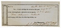 Message Confirming the Arrival of Enslaved Persons for Work at South Island Plantation, July 31st, 1862