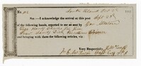Message Confirming the Arrival of Enslaved Persons for Work at South Island Plantation, September 23rd, 1863