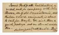 Note on John Redpath's Voyage to Haiti with Thirteen Black Emigrants and John Brown, 1856