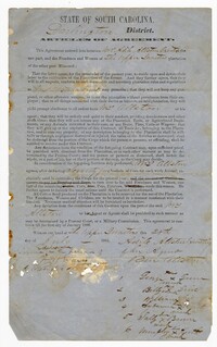 Agreement Between Adele Allston and Six Freedmen and Women of The Upper Quarters Plantation, July 28th, 1865