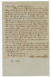Discharge for Legatee Robert F.W. Allston in Accordance with the Will of Charlotte Atchinson Coachman, 1848