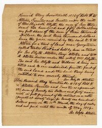 Receipt of Payment for Joseph Blythe Allston Under the Will of Mrs. Elizabeth Blythe, 1854