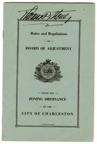 Rules and Regulations of Board of Adjustment Under the Zoning Ordinance of the City of Charleston, 1931