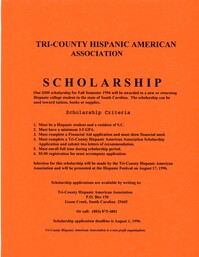 Beca de estudios de la organizacion Tri-County Hispanic American Association / Tri-County Hispanic American Association Scholarship.