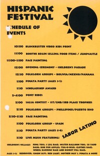 Volante del Programa del Festival Hispano  / Hispanic Festival Schedule of Events Flyer
