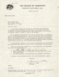 Letter from Theodore S. Stern to Septima P. Clark, January 30, 1978
