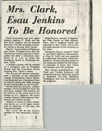 Newspaper Article, Clark and Jenkins Honored