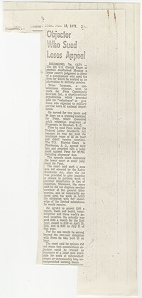 Newspaper Article, November 16, 1971