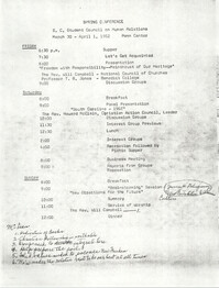S. C. Student Council On Human Relations, Penn Community Services, Spring Conference, March 30 to April 1, 1962