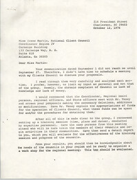 Letter from Stella D. Mosley to Irene Martin, October 12, 1976