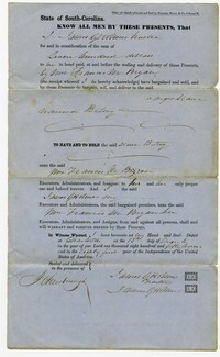 Bill of Sale for the Enslaved Woman Betsey Sold to Mrs. Frances M. Bryan from James G. Holmes, 1857
