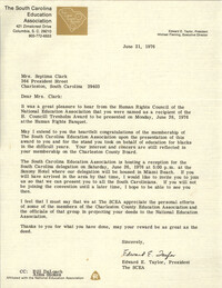 Letter from South Carolina Education Association to Septima P. Clark, June 21, 1976
