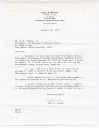 Letter from Carl E. Renken to the Treasurer of St. Matthew's Lutheran Church