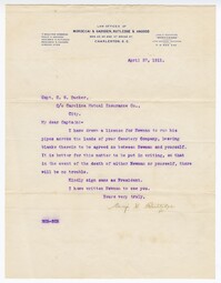 Letter from Benjamin H. Rutledge to Captain C.G. Ducker