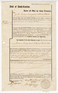 Mortgage Bond of the German Evangelical Lutheran Church to James Tupper
