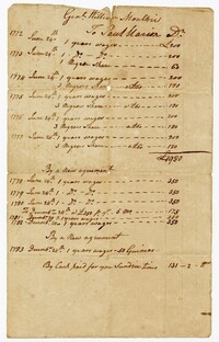 General William Moultrie's Account with Paul Marion, 1772-1783