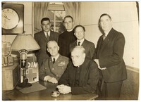 Photograph of Rabbi Jacob S. Raisin, General C. P. Summerall, and Others at WTMA Radio
