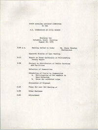 Agenda, South Carolina Advisory Committee to the U.S. Commission on Civil Rights, August 25, 1976