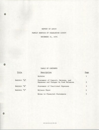 Report of Audit, Family Service of Charleston County, December 31, 1976