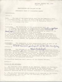 Constitution and By-Laws of the Democratic Women of Charleston County, January 9, 1974