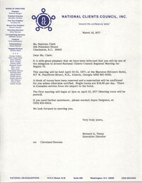 Letter from Bernard A. Veney to Septima P. Clark, March 16, 1977