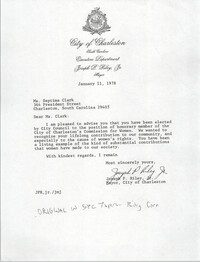Letter from Joseph P. Riley to Septima P. Clark, January 11, 1978