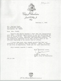 Letter from Joseph P. Riley to Septima P. Clark, February 1, 1980