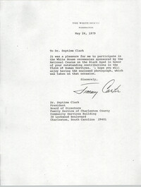 Letter from President Jimmy Carter to Septima P. Clark, May 24, 1979