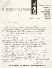 Letter from Samuel R. Poinsette to Septima P. Clark, April 23, 1976