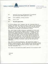 Memorandum from Keith Daugherty to Executive Directors and Presidents of Accredited and Provisional Member Agencies of Family Service Association of America, June 8, 1977